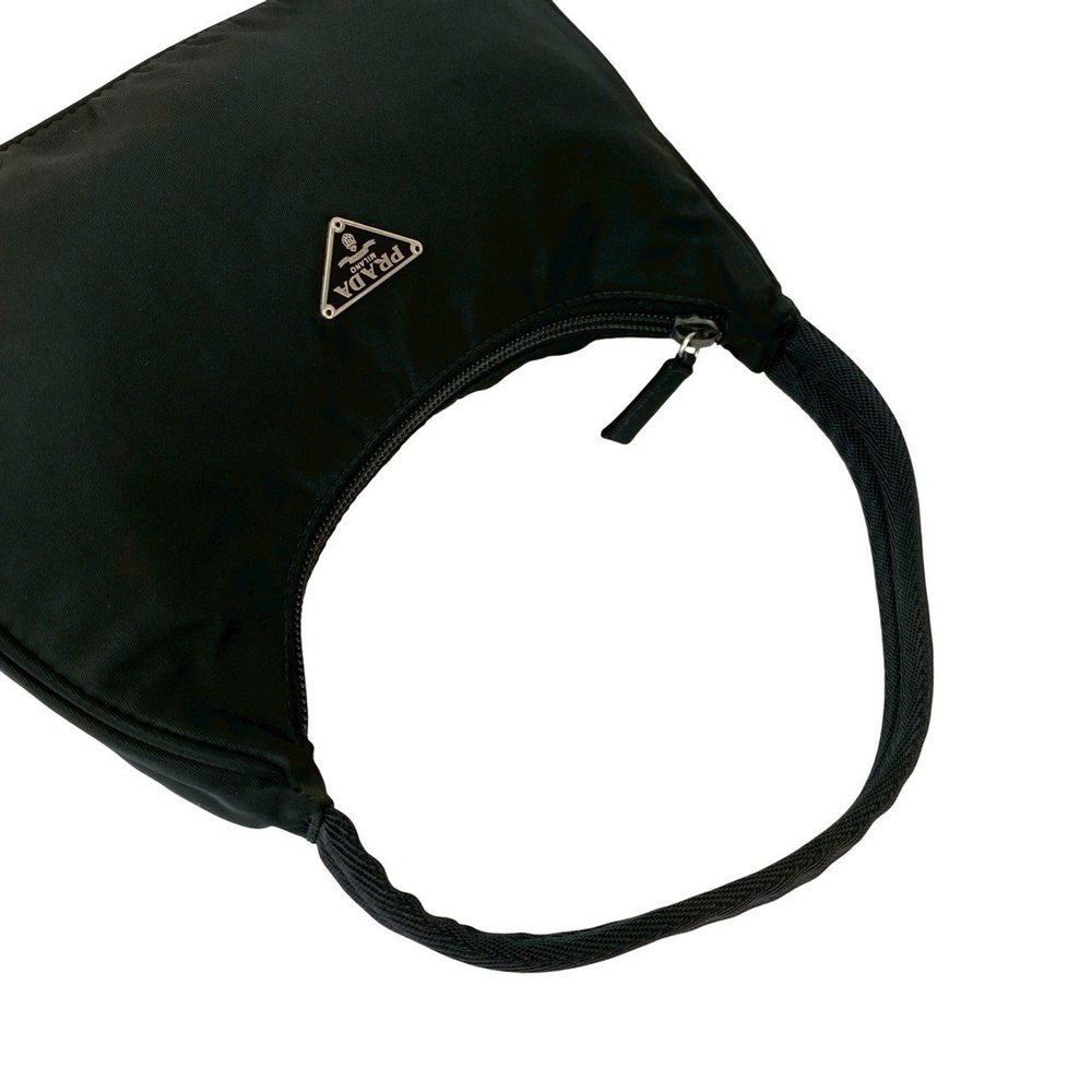 PRADA Prada triangle logo silver hardware Tessuto nylon zipper handbag pouch ... - Picture 4 of 9